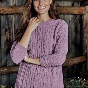 J Jill Lavender Purple 100% Cotton Crew Neck Chunky Knit Sweater